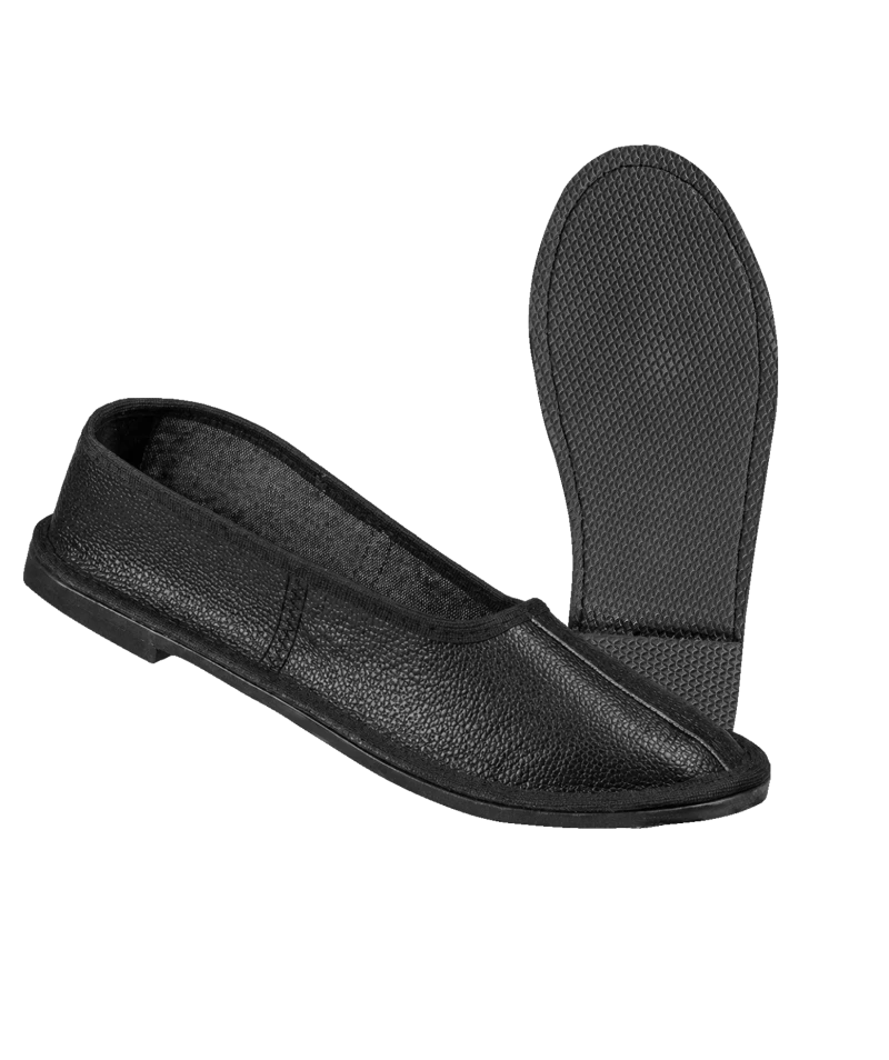 Тапочки нат. кожа, закрытые черные, микропора (Тап 01 / Т-10) Тап 002