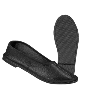Тапочки нат. кожа, закрытые черные, микропора (Тап 01 / Т-10) Тап 002